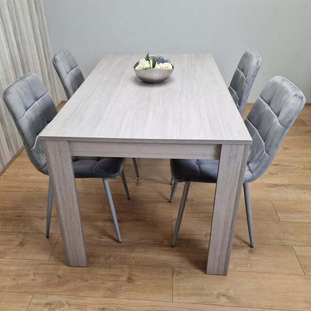 Portland 4 Seater Velvet Dining Set Grey - Wilko - image 1