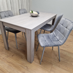 Portland 4 Seater Velvet Dining Set Grey - Wilko - thumbnail 4