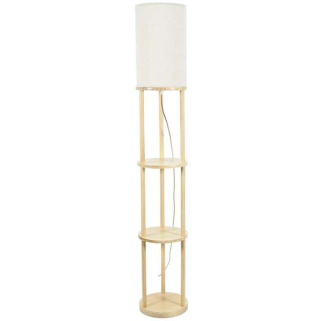 ValueLights Elsa 3 Shelf Cream Shade Wooden LED Floor Lamp - Wilko - image 1