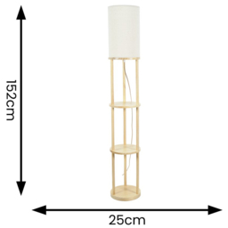 ValueLights Elsa 3 Shelf Cream Shade Wooden LED Floor Lamp - Wilko - thumbnail 6