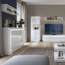 Lyon 2 Door 3 Drawer White High Gloss LED Sideboard - Size: 42 x 157.7 x 89.1cm - Multi - Furniture to Go - Wilko - thumbnail 7