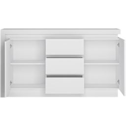 Lyon 2 Door 3 Drawer White High Gloss LED Sideboard - Size: 42 x 157.7 x 89.1cm - Multi - Furniture to Go - Wilko - thumbnail 4