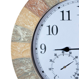 St Helens Sandstone Round Garden Clock with Thermometer and Hygrometer 34cm - Wilko - thumbnail 4