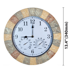 St Helens Sandstone Round Garden Clock with Thermometer and Hygrometer 34cm - Wilko - thumbnail 5