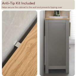 Bath Vida Priano Single Door Single Drawer Floor Cabinet - Size: 77 x 43 x 34cm - Wilko - thumbnail 7
