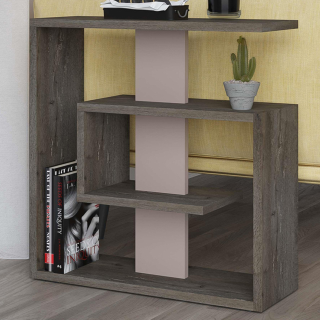 Decortie Saly Dark Coffee and Mocha Grey Side Table - Size: 57 x 55 x 20cm - Multi - Wilko - image 1