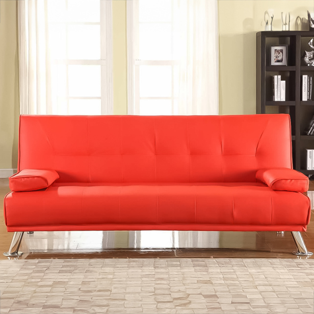 Brooklyn Double Sleeper Red Faux Leather Italian Sofa Bed - Size: 2 Seater - Wilko - image 1