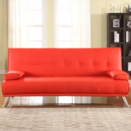 Brooklyn Double Sleeper Red Faux Leather Italian Sofa Bed - Size: 2 Seater - Wilko