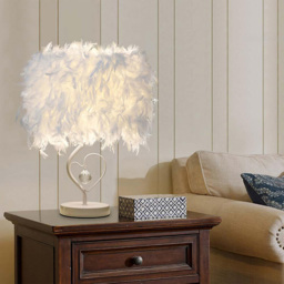 Living and Home Feather White Table Lamp - Size: 37x25x25cm - Wilko - thumbnail 6