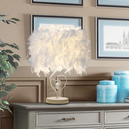 Living and Home Feather White Table Lamp - Size: 37x25x25cm - Wilko - thumbnail 5