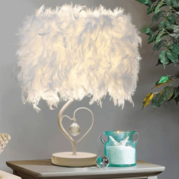 Living and Home Feather White Table Lamp - Size: 37x25x25cm - Wilko - thumbnail 3