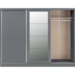Seconique Nevada 3 Door Grey Sliding Wardrobe - Wilko - thumbnail 4