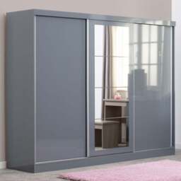 Seconique Nevada 3 Door Grey Sliding Wardrobe - Wilko - thumbnail 1