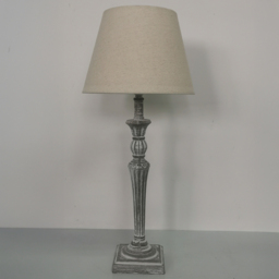 Acacia Home 58cm Grey Tall Washed Wood Bedside Lamp with Taupe Fabric Shade Set - Size: 58 x 12 x 12cm - Cream - Wilko - thumbnail 4