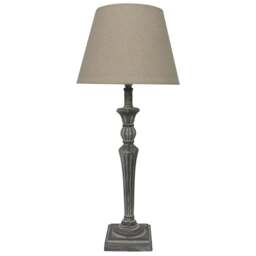 Acacia Home 58cm Grey Tall Washed Wood Bedside Lamp with Taupe Fabric Shade Set - Size: 58 x 12 x 12cm - Cream - Wilko