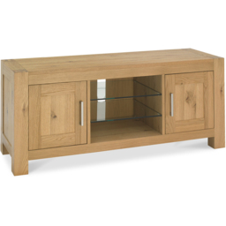 Bentley Designs Turin 2 Drawer 3 Shelf Light Oak TV Unit - Size: 57 x 44 x 135cm - Brown - Wilko - thumbnail 3
