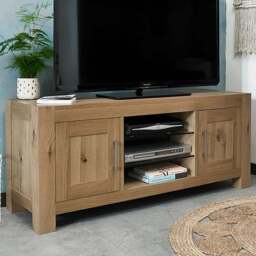 Bentley Designs Turin 2 Drawer 3 Shelf Light Oak TV Unit - Size: 57 x 44 x 135cm - Brown - Wilko