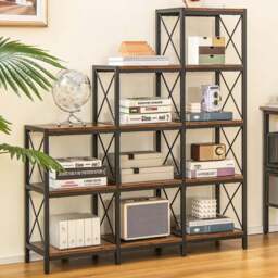 Costway 9 Cube Carbon Steel Brown Bookshelf - Size: 5 Shelf - Wilko