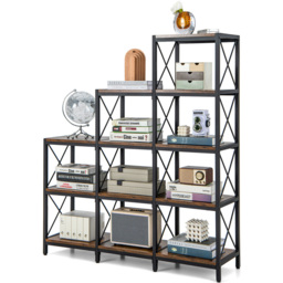 Costway 9 Cube Carbon Steel Brown Bookshelf - Size: 5 Shelf - Wilko - thumbnail 4