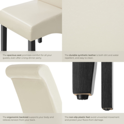 tectake Set of 6 Cream Faux Leather High Backrest Dining Chair - Wilko - thumbnail 6