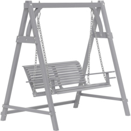 Outsunny 2 Seater Grey Wooden Garden Swing Chair - Wilko - thumbnail 3