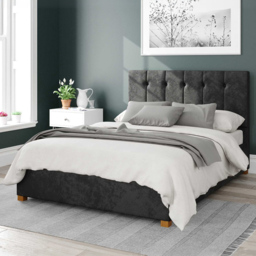 Aspire Hepburn Small Double Black Mirazzi Velvet Ottoman Bed - Aspire Beds - Wilko