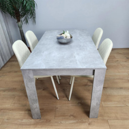 Kosy Koala 4 Seater Faux Leather Rectangular Dining Set Stone Grey Effect and Cream - Multi - Portland - Wilko - thumbnail 3