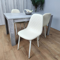 Kosy Koala 4 Seater Faux Leather Rectangular Dining Set Stone Grey Effect and Cream - Multi - Portland - Wilko - thumbnail 5