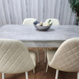 Kosy Koala 4 Seater Faux Leather Rectangular Dining Set Stone Grey Effect and Cream - Multi - Portland - Wilko - thumbnail 6