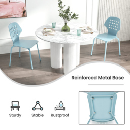 Costway Set of 4 Blue Hollowed Backrest Dining Chairs - Wilko - thumbnail 7