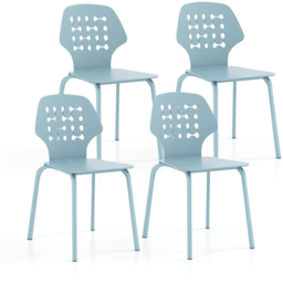Costway Set of 4 Blue Hollowed Backrest Dining Chairs - Wilko - thumbnail 3