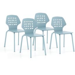 Costway Set of 4 Blue Hollowed Backrest Dining Chairs - Wilko - thumbnail 4