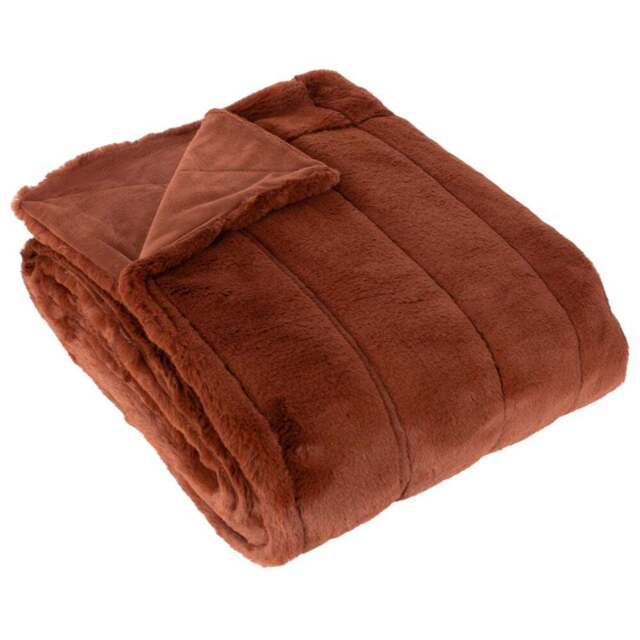 Paoletti Empress Rust Large Faux Fur Throw 140 x 200cm - Size: 200 x 140cm - Brown - Wilko - image 1