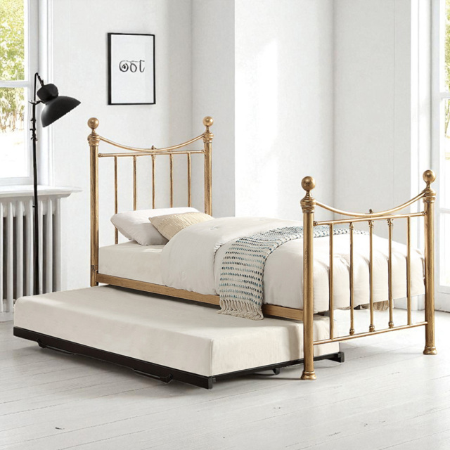 OAT Home Hampstead Single Antique Brass Effect and Black Guest Trundle Metal Bed - Wilko - image 1
