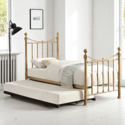 OAT Home Hampstead Single Antique Brass Effect and Black Guest Trundle Metal Bed - Wilko