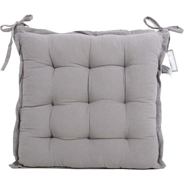 Divante Charcoal Stone Washed Cotton Seat Pad 40 x 40cm - Size: 45 x 45cm - Wilko - image 1