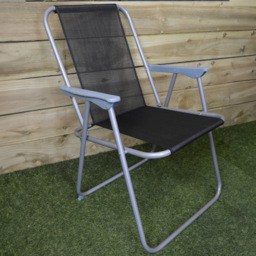Samuel Alexander Set of 2 Grey and Black Foldable Garden Chair - Size: 1 Seater - Wilko - thumbnail 1