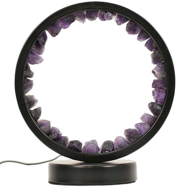 ValueLights Crystal Wellness Black Lamp with Amethyst and Warm White LEDs - Size: 20.5 x 10.5 x 18cm - Wilko - image 1