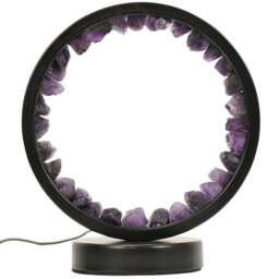 ValueLights Crystal Wellness Black Lamp with Amethyst and Warm White LEDs - Size: 20.5 x 10.5 x 18cm - Wilko