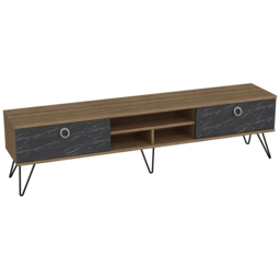 Decorotika Lorenz 2 Door 3 Shelf Bendire and Walnut TV Unit - Size: 45.6 x 180 x 35.2cm - Multi - Wilko - thumbnail 3
