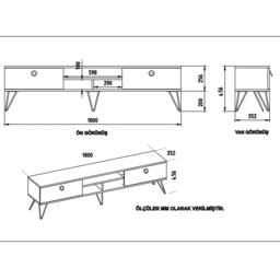Decorotika Lorenz 2 Door 3 Shelf Bendire and Walnut TV Unit - Size: 45.6 x 180 x 35.2cm - Multi - Wilko - thumbnail 6