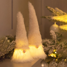 St Helens White Light Up Gonk Christmas Decoration 22cm - Size: 9 x 9 x 23cm - Wilko - thumbnail 1