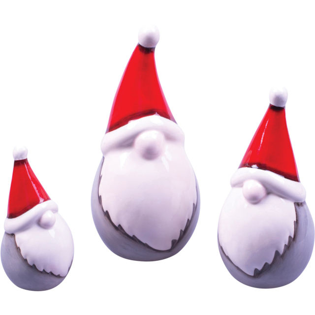 St Helens Red Hat Ceramic Gonk Family Ornament Set of 3 - Size: 14 x 14 x 8cm - Wilko - image 1