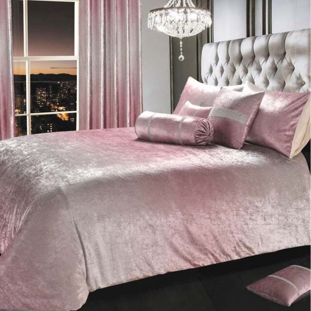 Intimates Ombre Single Pink Crushed Velvet Duvet Set - Wilko - image 1