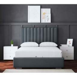 DS Living Evangeline Small Double Steel Upholstered Bed Frame with Headboard - Grey - Wilko - thumbnail 5