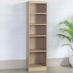 R White Cabinets 5 Shelf Brown Tall Bookcase - Size: 182.8 x 47.6 x 36.6cm - Wilko - thumbnail 1