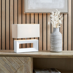 Pacific Lifestyle Block White Ceramic Rectangular Table Lamp - Wilko - thumbnail 3