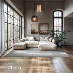 tectake Zonelle Grey Short Pile Ultra Soft Rug 290 x 200cm - Size: 1.5 x 110 x 60cm - Cream - Wilko - thumbnail 4