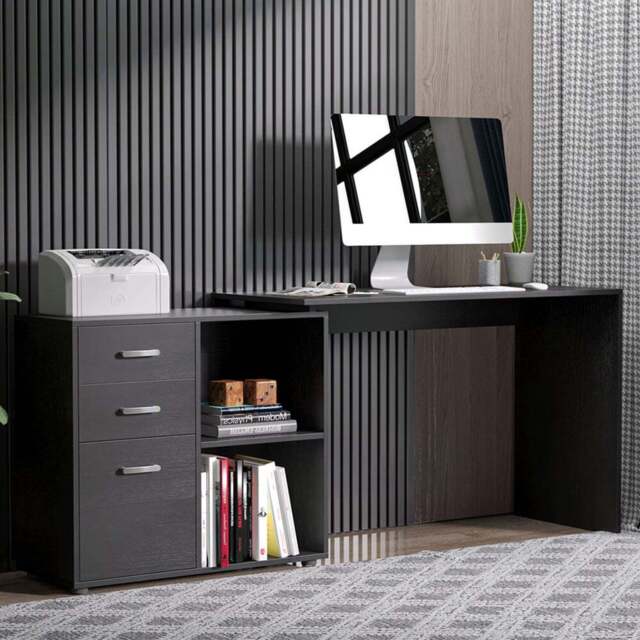 Portland Rotating Office Desk Black - Size: 117 x 83 x 76cm - Wilko - image 1