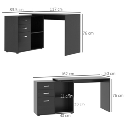 Portland Rotating Office Desk Black - Size: 117 x 83 x 76cm - Wilko - thumbnail 7